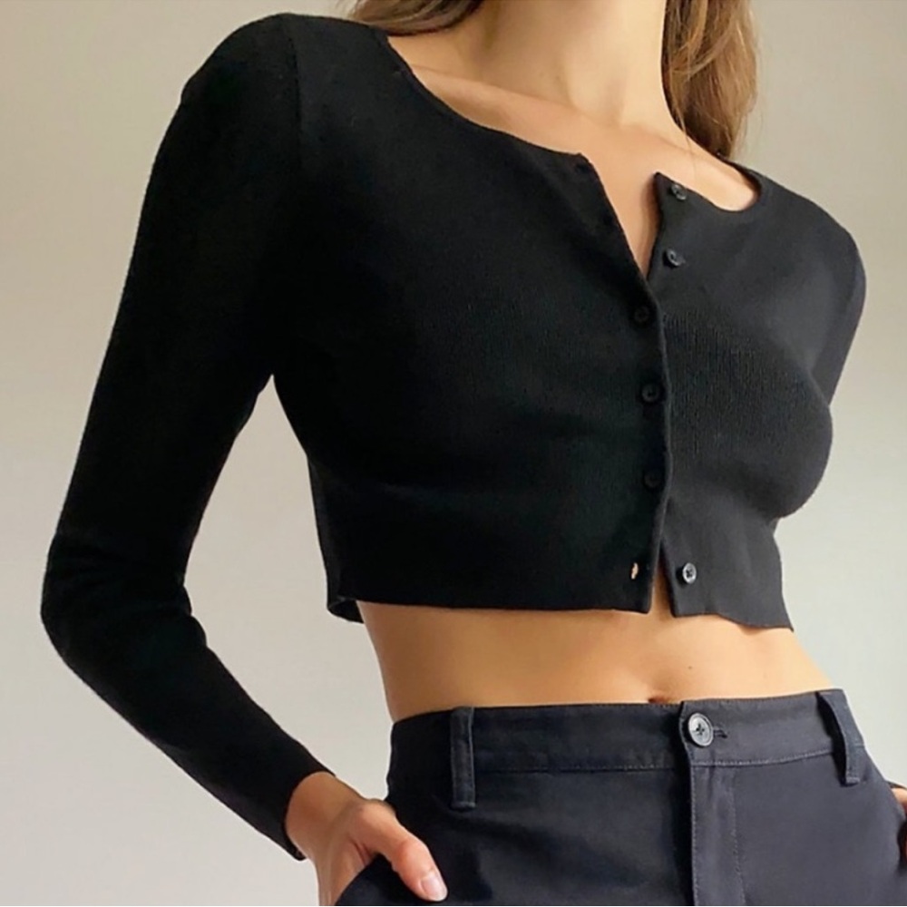 Aritzia Sunday Best Black Cropped Cardigain